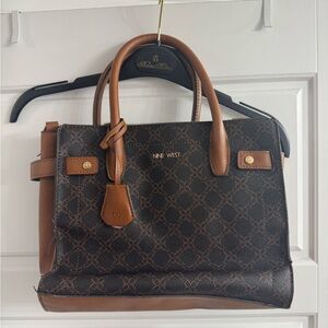 Nine West Black and Tan Patterned Tote